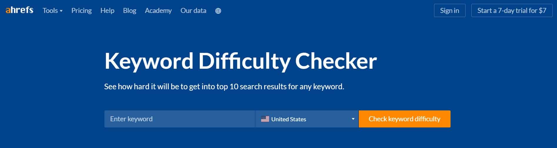Ahrefs Keyword Difficulty Checker