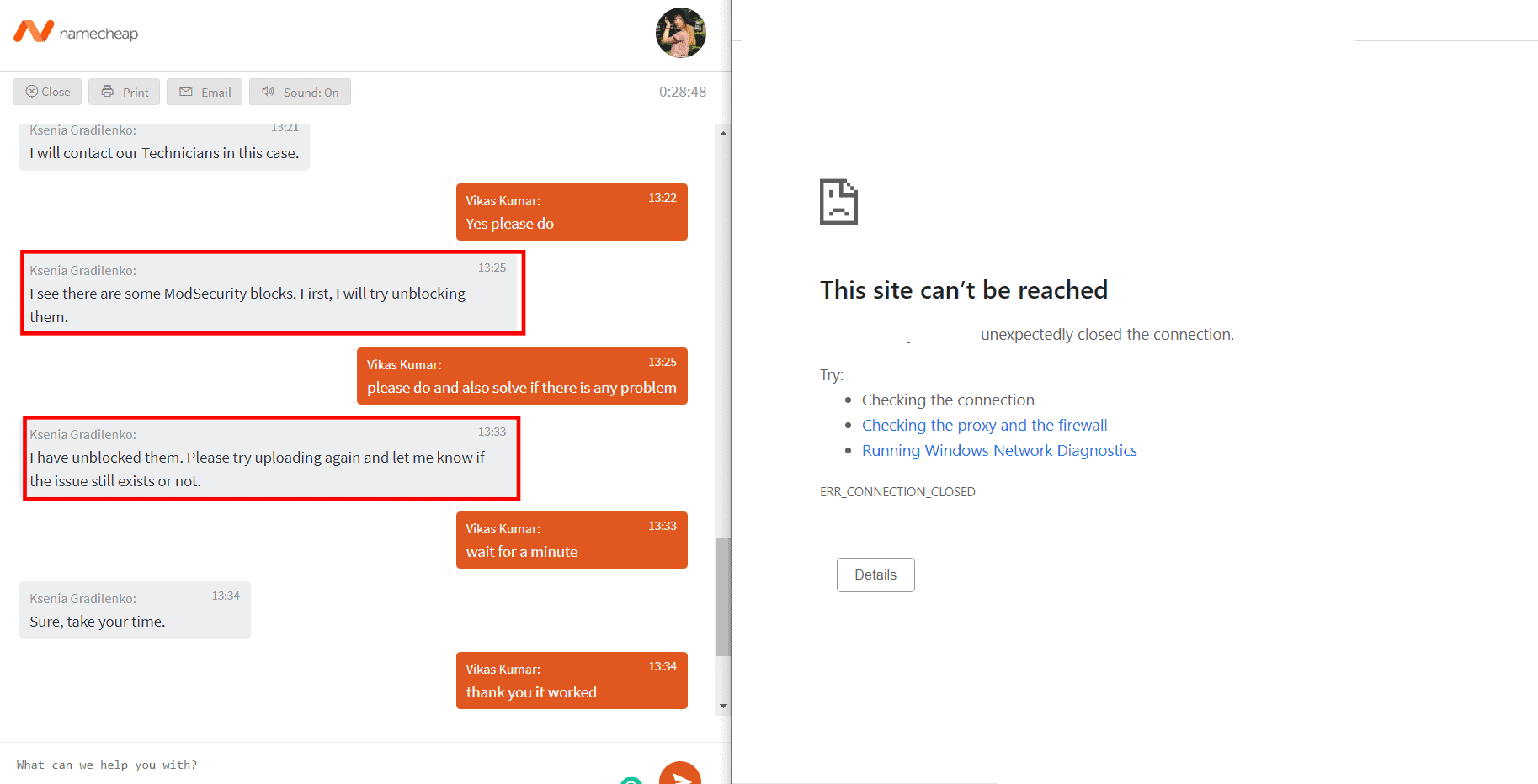 Chat With Namecheap Support