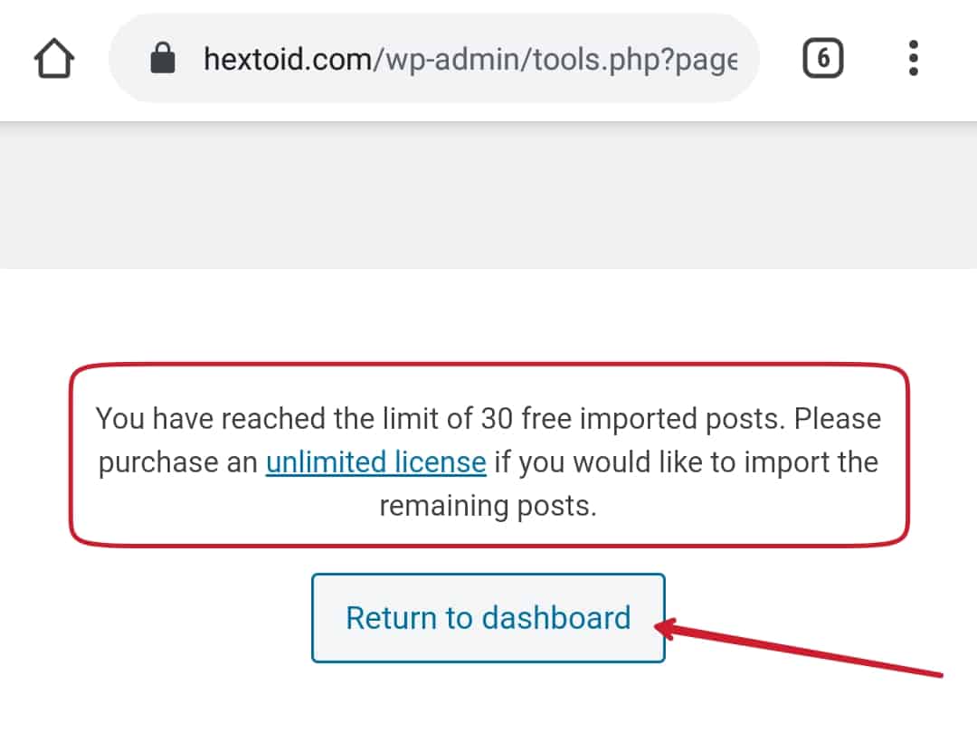 Click Return To Dashboard