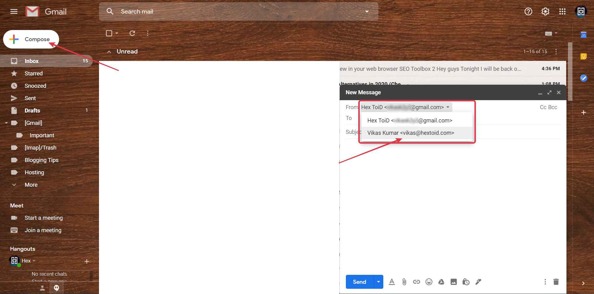 Go To Gmail > Click Compose > Choose Custome Email