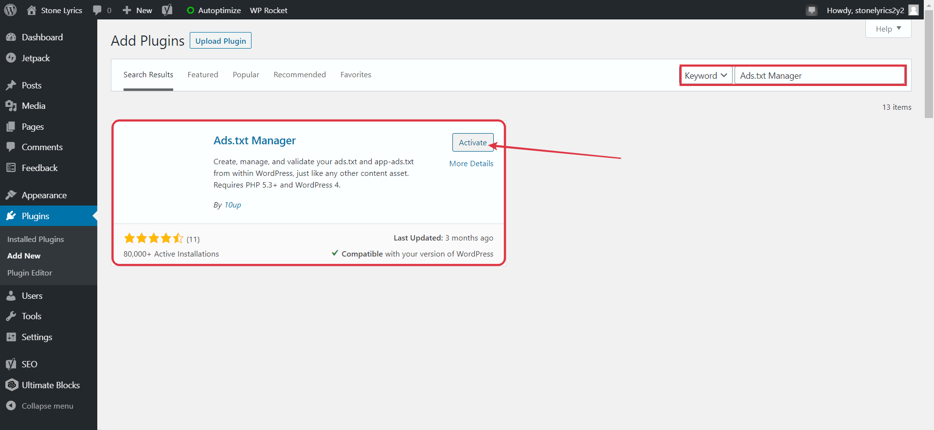Install and Activate the ads.txt Manager Plugin