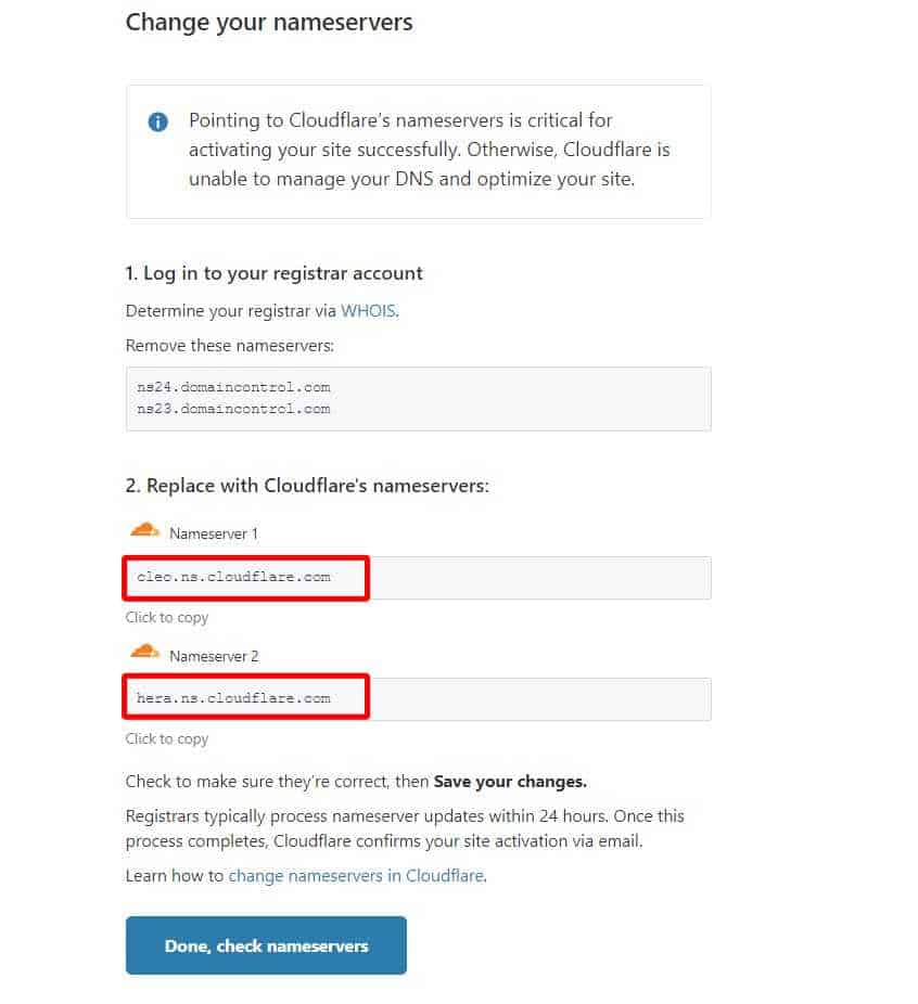 Copy These Two Nameservers And Replace The Primary Domain Nameservers