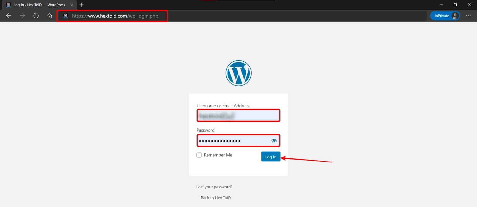 Login To WordPress Dashboard