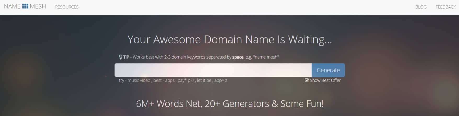 Name Mesh: Domain Name Generator For Perfectionists