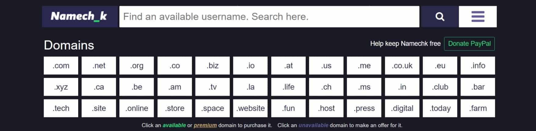 Namechk: Username, Domain, and Trademark Search | Username Registration