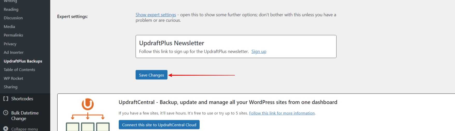 click Save changes